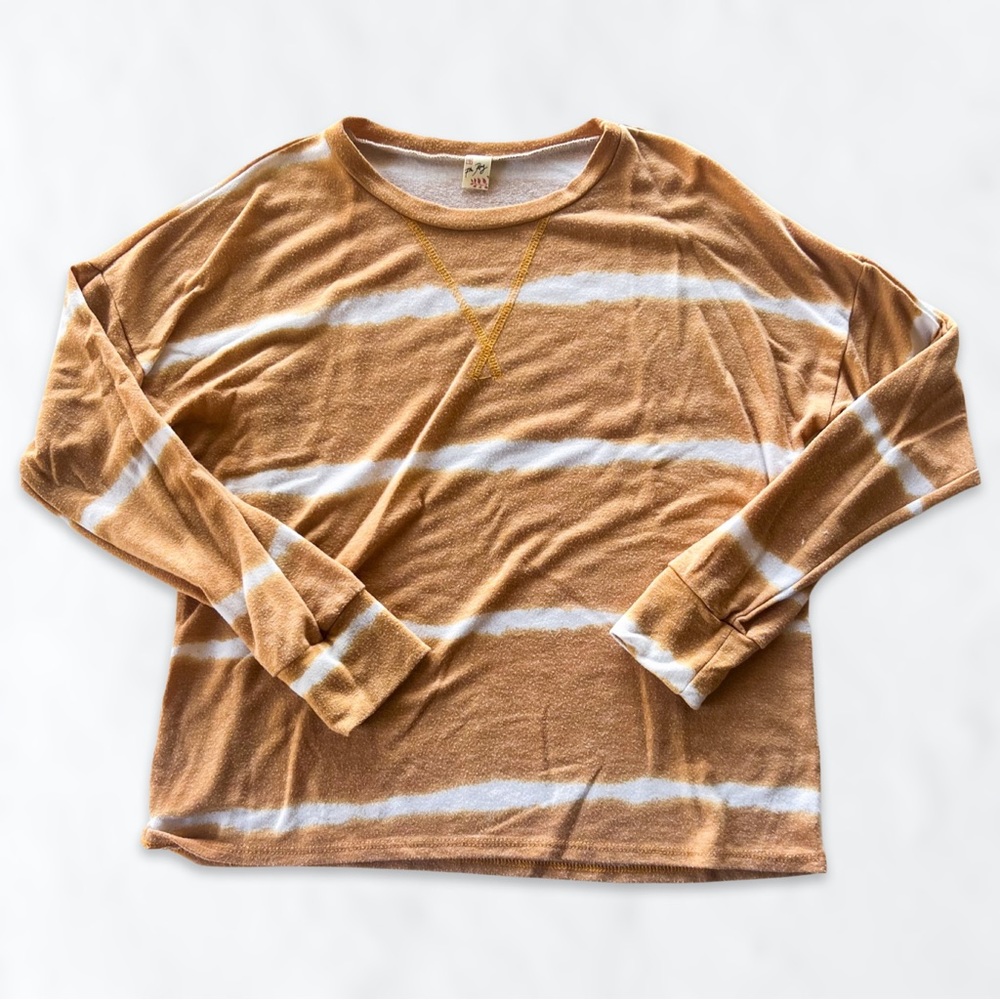 Yellow Striped Tie Dye Long Sleeve